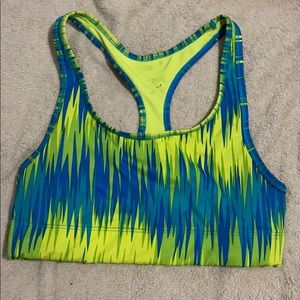 Blue and green sports bra